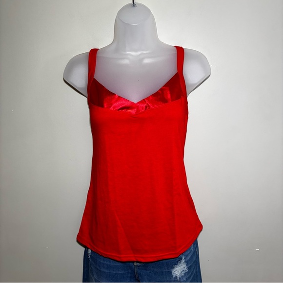 no brand Tops - Red Women's Cami Top Sleeveless Satin Detail Layering